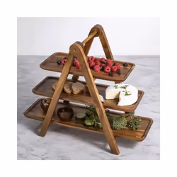 3 Tier Serving Tray Wood Tiered Tray Serving Dishes & Platters Trays