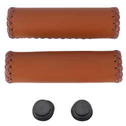 2x leather bicycle Grips Grips handlebars Cover Brown