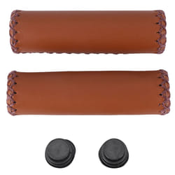 2x leather bicycle Grips Grips handlebars Cover Brown