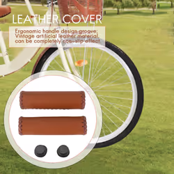 2x leather bicycle Grips Grips handlebars Cover Brown