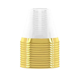 Plastic Cup 9 Oz Hard Disposable Cup-Gold Rim