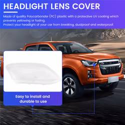 Right Side for Isuzu D-Max Dmax 2012-2016 Car Headlight Lens Cover