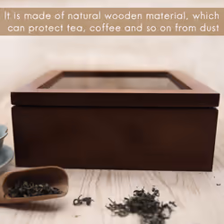 Wooden 9 Grids Tea Box Tea Bags Container Storage Box-Red Wine color
