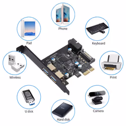 PCI-E to USB 3.2 Gen 1 Adapter Card, 5Gbps PCI Express (PCIe)