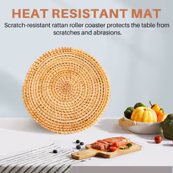 4 Pcs Rattan Trivets for Hot Hot Pads,Durable Pot Holder