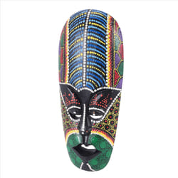 Mask Wall Hanging Solid Wood Carving Painted Facebook Wall Decor A
