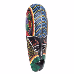 Mask Wall Hanging Solid Wood Carving Painted Facebook Wall Decor A