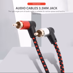 90 Degree 3.5mm Male to 2 RCA AUX Y Microphone Plug for Laptop 1M