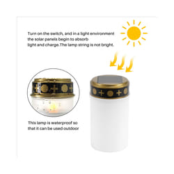 White Grave Candle for Cemetery Grave Solar Lights 1Pcs