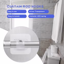 10PCS Self Adhesive Curtain Rod Holders Nail Free Adjustable -2