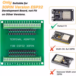 GPIO Breakout Board Compatible with 30 Pins ESP32 Development Board