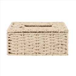 Rattan Tissue Box, Vintage Napkin Holder,Desk Decoration (Beige)