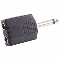Black 6.35 1/4" Male to Dual Female Mono Y Cord PA Audio Cable Adapter