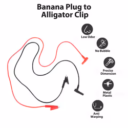 Pair Banana Plug to Alligator Clip Test Lab Test Cable 1M Long