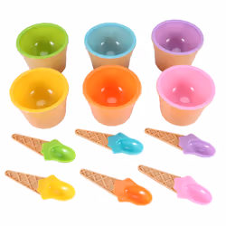 6Pcs Ice Cream Bowl Set Different Color Ice Cream Spoon Children Bowl