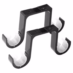 2Pcs Double Curtain Rod Ceiling Mount Supports Aluminum Alloy Black