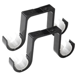 2Pcs Double Curtain Rod Ceiling Mount Supports Aluminum Alloy Black