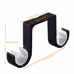 2Pcs Double Curtain Rod Ceiling Mount Supports Aluminum Alloy Black