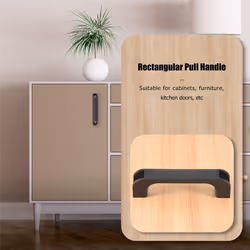 Door Cabinet Black Plastic Rectangular Pull Handle 5.2"