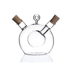 Olive Oil and Vinegar Dispenser 2 in 1 Glass Bottle with Cork Stopper