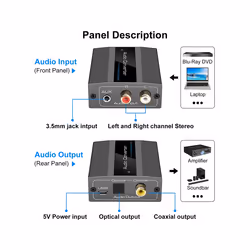 Analog to Digital Audio Converter RCA to Optical with Optical Cable