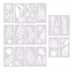 16 Pieces Leaves Stencil Reusable Sheet Painting Stencil Wall Stencil