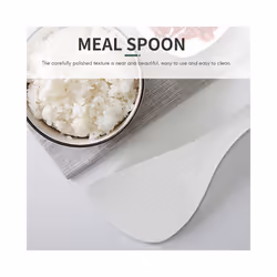 Kitchen Dotted White Plastic Flat Rice Scoop Paddle Meal Spoon