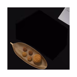 Gold Leaves Shape Serving Tray Jewelry Pallet Fruit Snack Dish(Small)
