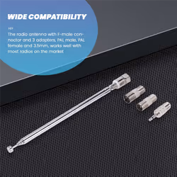 Rod Antenna 3.5mm Adapter FM Radio Antenna F Type Male Plug Connector