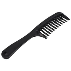 Black Double Row Tooth Hair Comb with Handle for Long Curly Wet Hair