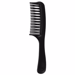 Black Double Row Tooth Hair Comb with Handle for Long Curly Wet Hair