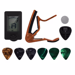 Guitar Capo Tuner for Ukulele Bass Guitar with Picks and Pick Holder