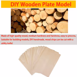 10 Pack Unfinished Wood Sheets, for House Aircraft Ship Boat Arts