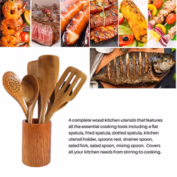 9 PCS Wooden Spoons for Cooking, Wooden Utensils for Cooking