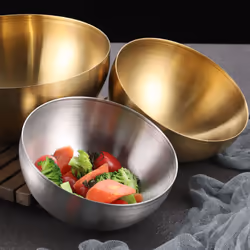 Large Capacity Stainless Steel Salad Bowls Soup Bowl,Gold,15X7CM
