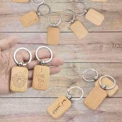 10 Pack Blank Wooden Key Chain with Keyrings for EDC Tags DIY Key
