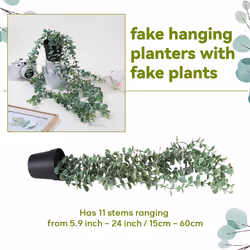 1 Pcs Fake Potted Eucalyptus Hanging Plant for Wall Room Home Decor