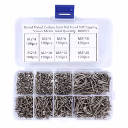 800Pcs Self Tapping Screw Kit Lock Nut Wood Thread Nail Screw Sets M2