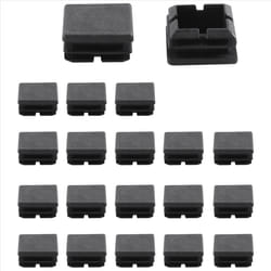 Square Table Chair Leg Tube Pipe Feet Insert Cap 25x25mm 20pcs Black