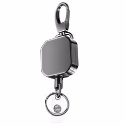 Heavy Duty Metal Retractable Carabiner Keychain Belt Badge Reels Clip