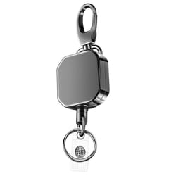 Heavy Duty Metal Retractable Carabiner Keychain Belt Badge Reels Clip