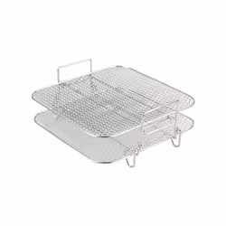 2-Layers Air Fryer Rack Stackable Grid Grilling Rack Stainless Steel