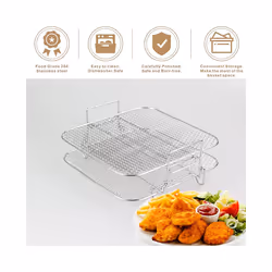 2-Layers Air Fryer Rack Stackable Grid Grilling Rack Stainless Steel