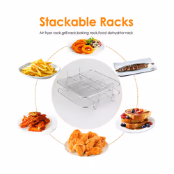 2-Layers Air Fryer Rack Stackable Grid Grilling Rack Stainless Steel