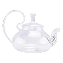 Heat High Handle Flower Coffee Glass Tea Pot with Strainer