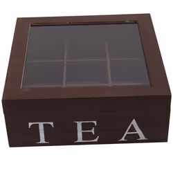 Wooden 9 Grids Tea Box Tea Bags Container Storage Box-Red Wine color