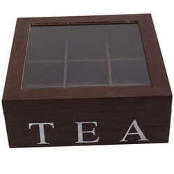 Wooden 9 Grids Tea Box Tea Bags Container Storage Box-Red Wine color