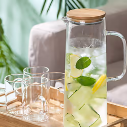 1.7L Glass Water Pitcher with Handle Lid Tea Pitcher Water Juice Jug