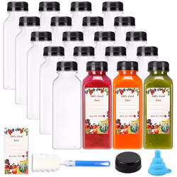 12oz Empty Plastic Juice Bottles with Caps,Reusable Water Bottles