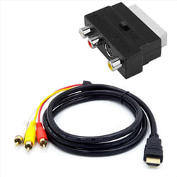 1080P -Compatible Male AV Cable W/SCART To 3 Phono Adapter